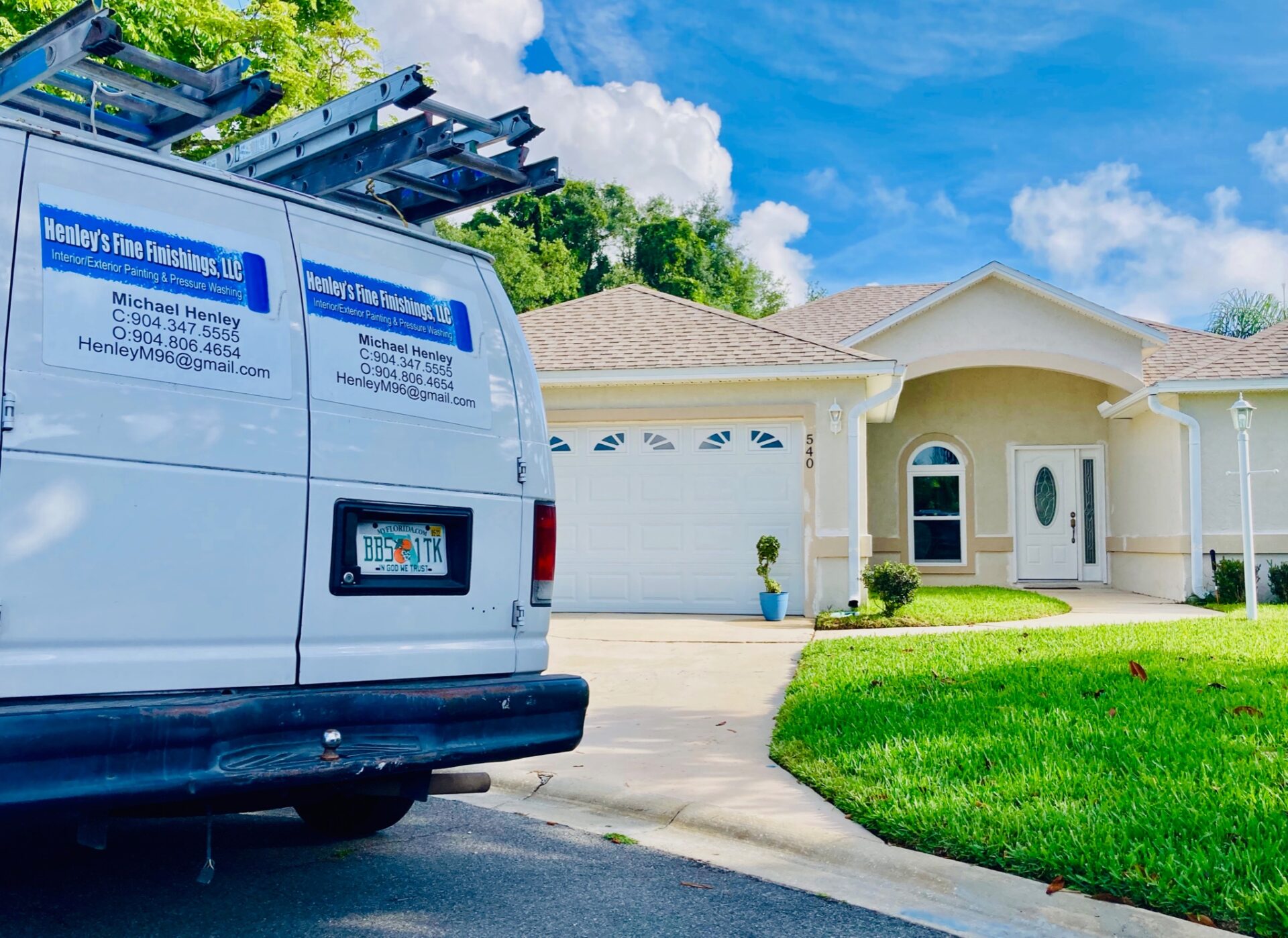 Henley's Fine Finishings professional painting van in St. Augustine, FL