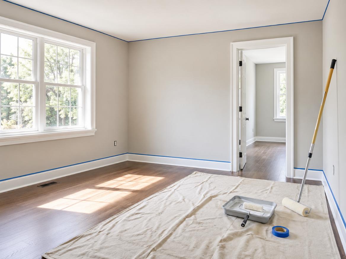 Empty interior room ready for move-out painting and repainting